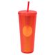 Vaso tachuelas con popote 710ml Color Rojo Transparente
