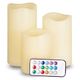 Juego de velas led 3 piezas 12 colores con control remoto