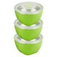 Juego de 3 Ensaladeras Acero Inoxidable con Tapa - Verde