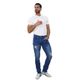 JEANS HOMBRE CORTE REGULAR SLIM FIT DESLAVADO AZUL CON DESGARRE Y DESLAVADO JEANS CABALLERO