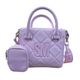 Mini Tote Steve Madden color lila con doble asa para mano, asa larga desmontable y ajustable para hombro