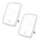 Set de 2 Espejos de maquillaje inteligente con luz led LO NECESITO, recargable USB-C, color blanco, de bolsillo, 3 niveles de luz, 17.5 x 9.5 x 13 cm.