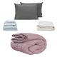 Edredón Queen Size Homy Lila + Protector Ultra + Sábanas Softy Platino + Almohada 2 Pack RGH