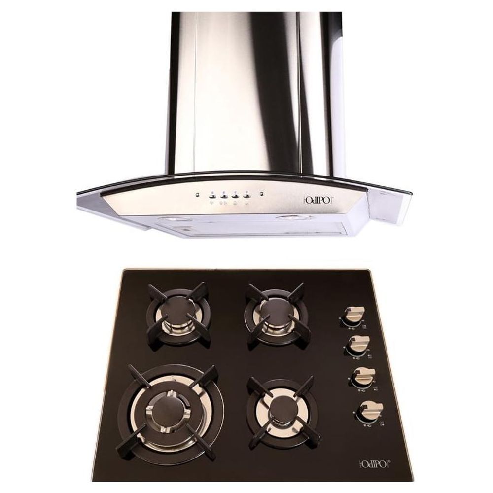 Combo Parrilla Cristal Templado Clio 60cms Y Campana Pared Cristal