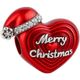 Charm coraz贸n Merry Xmas MXCXR-001 XmasHeart01 Charm gorro Santa plateado