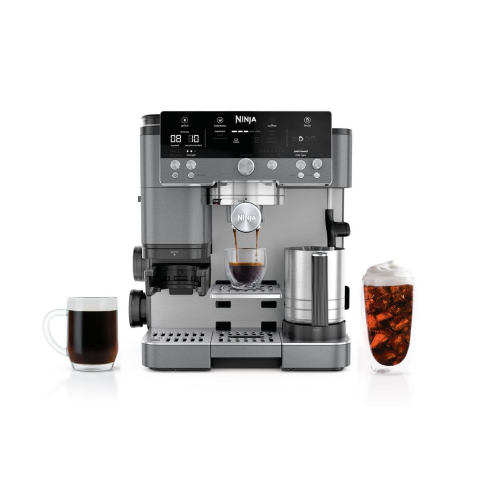 Cafetera Ninja Luxe Cafe Premier Series, cafetera de filtro, preparacion rapida en frio, molinillo integrado, espumador manos li