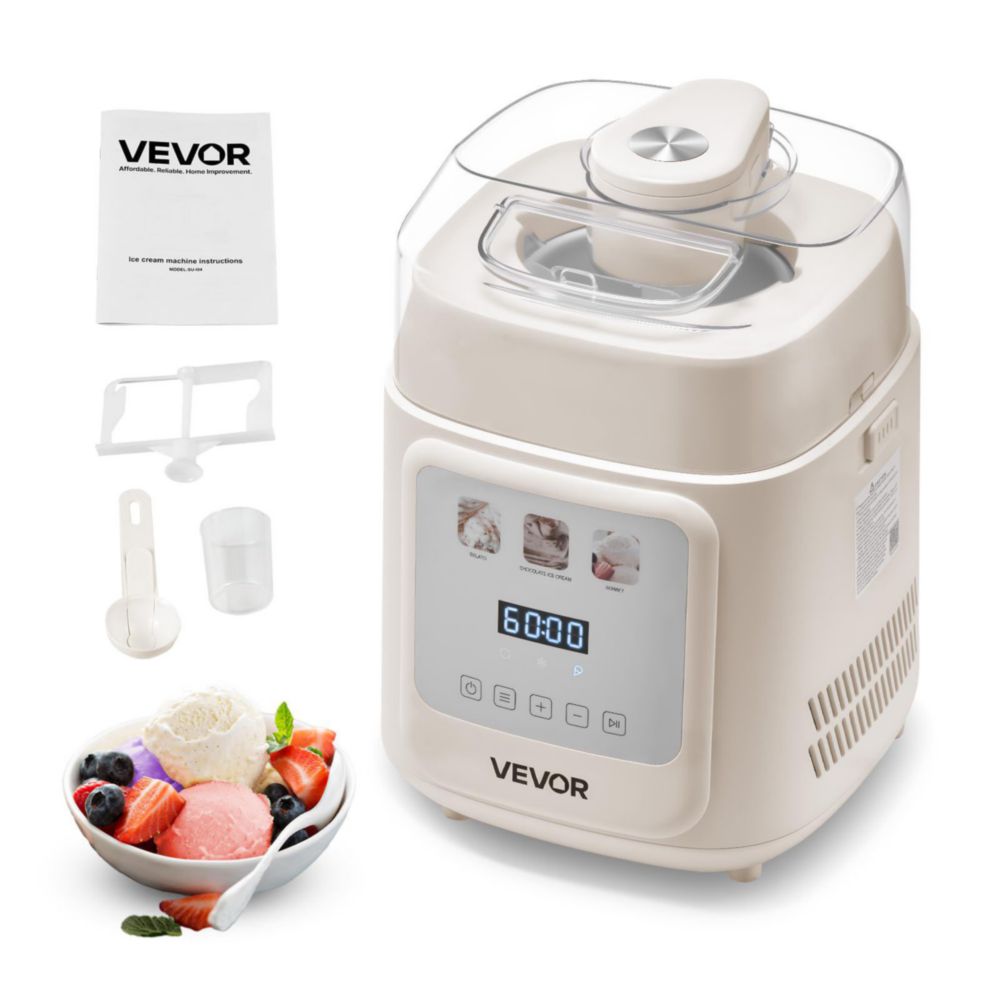 VEVOR - Heladera automatica vertical con compresor integrado, 1 cuarto de galon, sin precongelacion, para hacer helado y yogur h