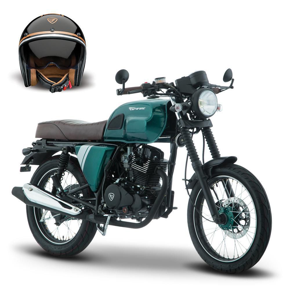 Motocicleta Café Racer Italika Sptfire200 Verde con Negro