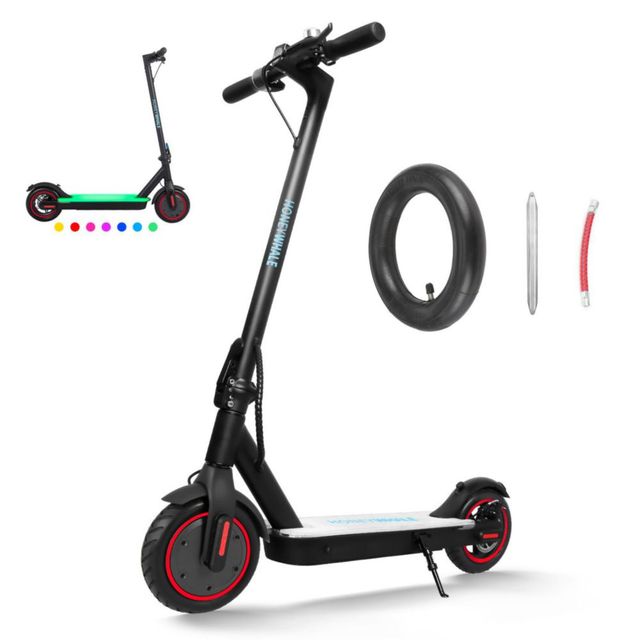 Scooter Patín Eléctrico Pedales Led 32km/h Honey Whale S2 V2 Negro llanta camará de aire