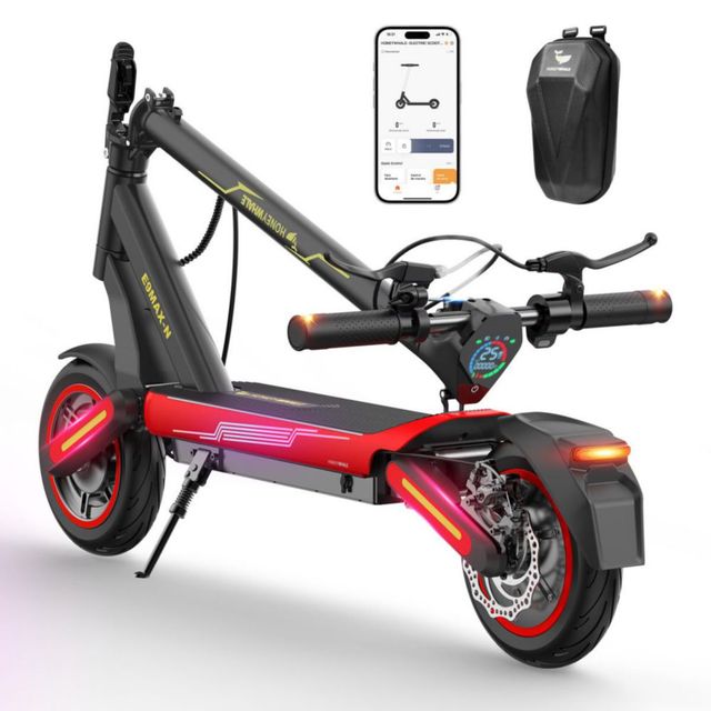 Scooter eléctrico con bluetooth Plegable E9 Max-N Rojo Honey Whale regalos bolsa branding y mochila para patín 32km/h, 40km de autonomía