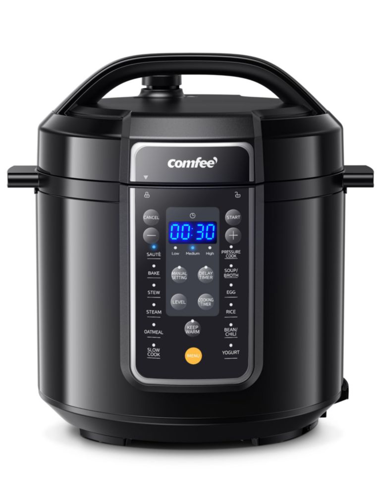 Olla a presion electrica COMFEE' 9 en 1 6L 14 presets negra