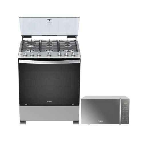 Combo Estufa de Gas Al Piso 30" Gris + Horno de microondas 0.7p